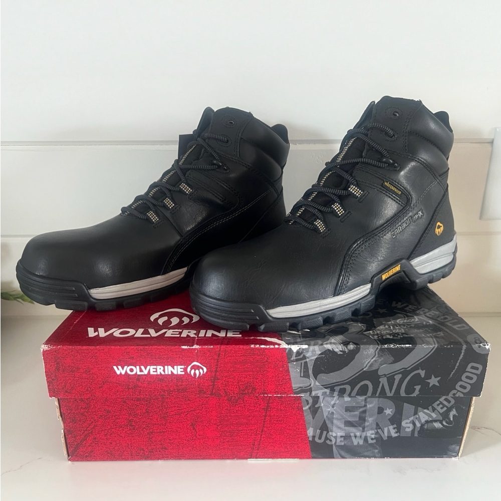 Wolverine Tarmac 6" Black Work Boots Carbonmax Waterproof  Composite Toe Size 12